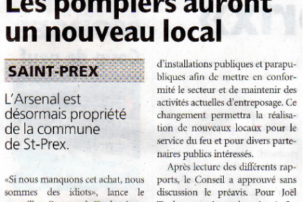 Journal de Morges – Les pompiers auront un nouveau local