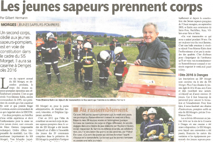 Journal de Morges – Les jeunes sapeurs prennent corps