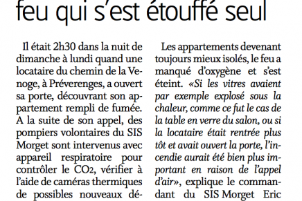 Quotidien La Côte – Un incendie s&rsquo;éteint tout seul