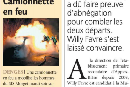 Journal de Morges – Camionnette en feu