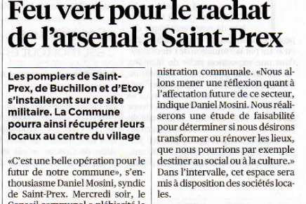 24 Heures – Feu vert pour le rachat de l&rsquo;arsenal à Saint-Prex