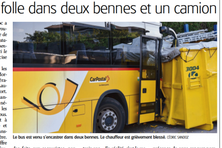 Quotidien La Côte – Le moteur d&rsquo;un car s’emballe: un blessé