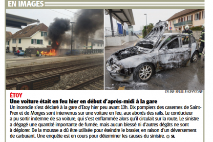 Quotidien La Côte – Voiture en feu à Etoy